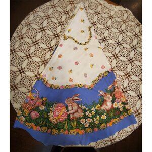 Wilton Court 60" round tablecloth Easter Bunny Bunnies blue eggs holiday cotton